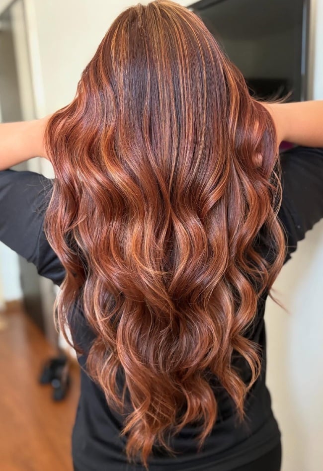 Copper Brown With Caramel Highlights Copper Brown With Caramel Highlights — Brunette Hair Inspiration