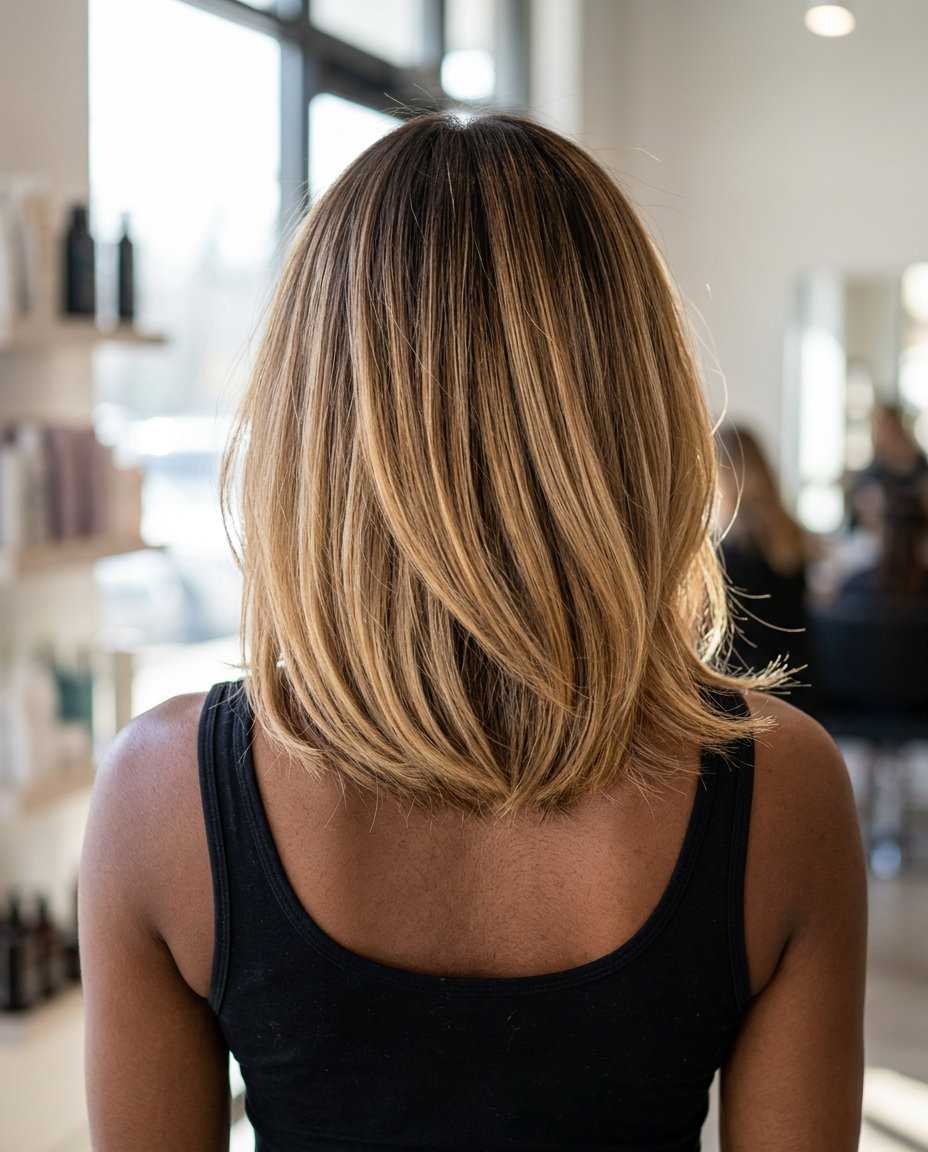 long layered butter toffee balayage with creamy blonde, golden highlights, and soft layers for summer 2026