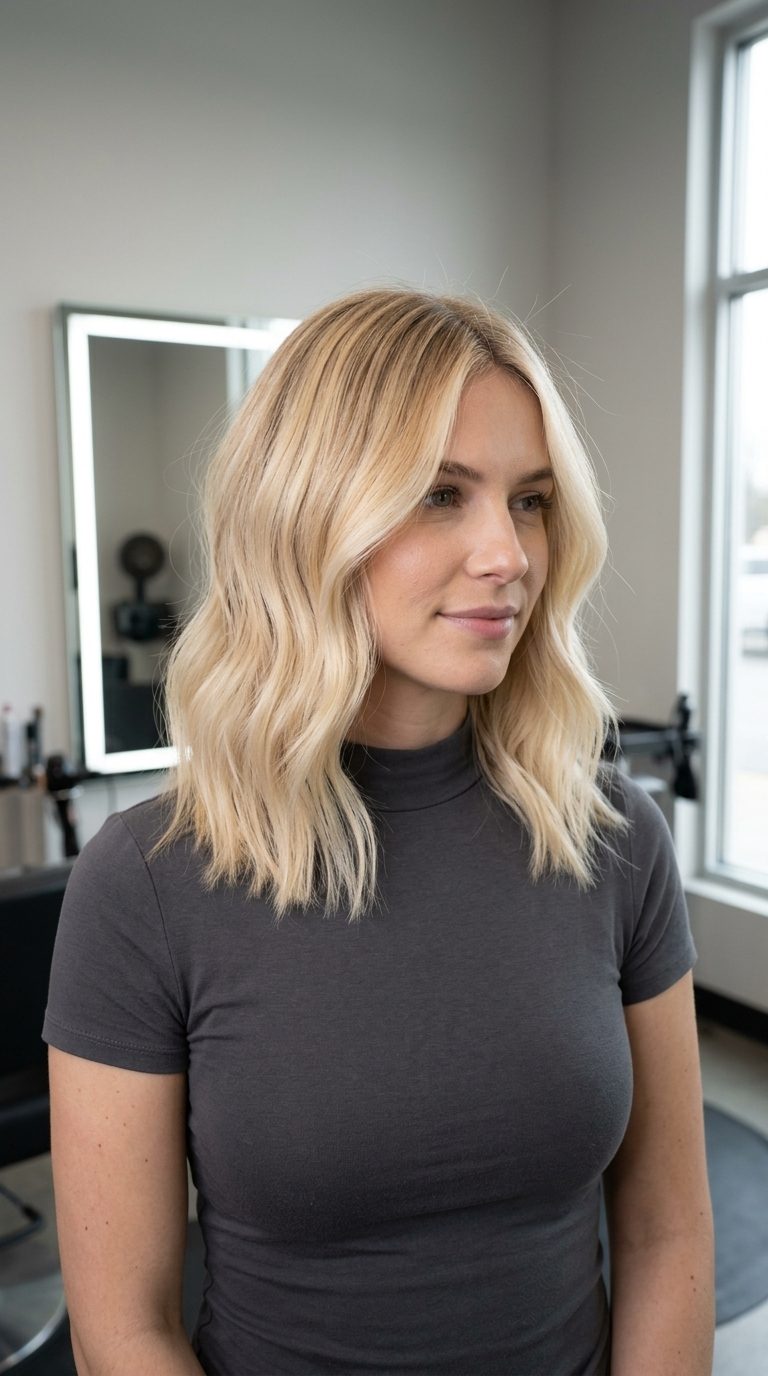 Buttercream Blonde Air Touch Balayage 2026 long buttercream blonde air touch balayage with pale yellow-gold, soft vanilla root — effortless summer getaway