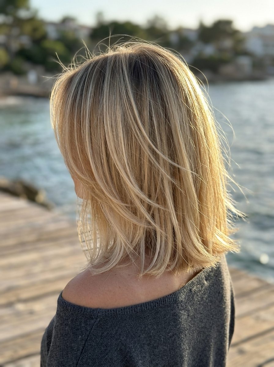 Buttercream Blonde Bob 2026: Effortless Summer Hair medium bob haircut with buttercream blonde, honey babylights, and vanilla root shadow for summer