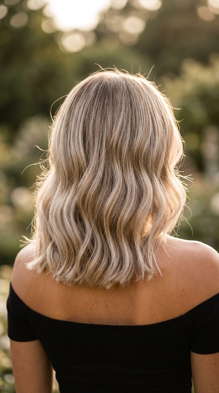 Champagne Ash Blonde Balayage 2026 long ash blonde balayage with champagne, neutral beige undertones, no bangs — chic summer wedding