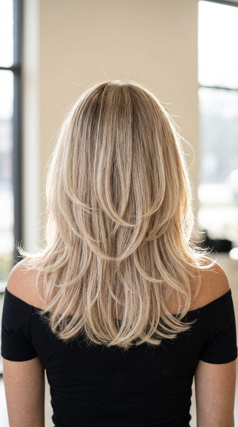 Sparkling Champagne Balayage 2026 long champagne pop air touch balayage with sparkling beige, face-framing highlights — glamorous party look