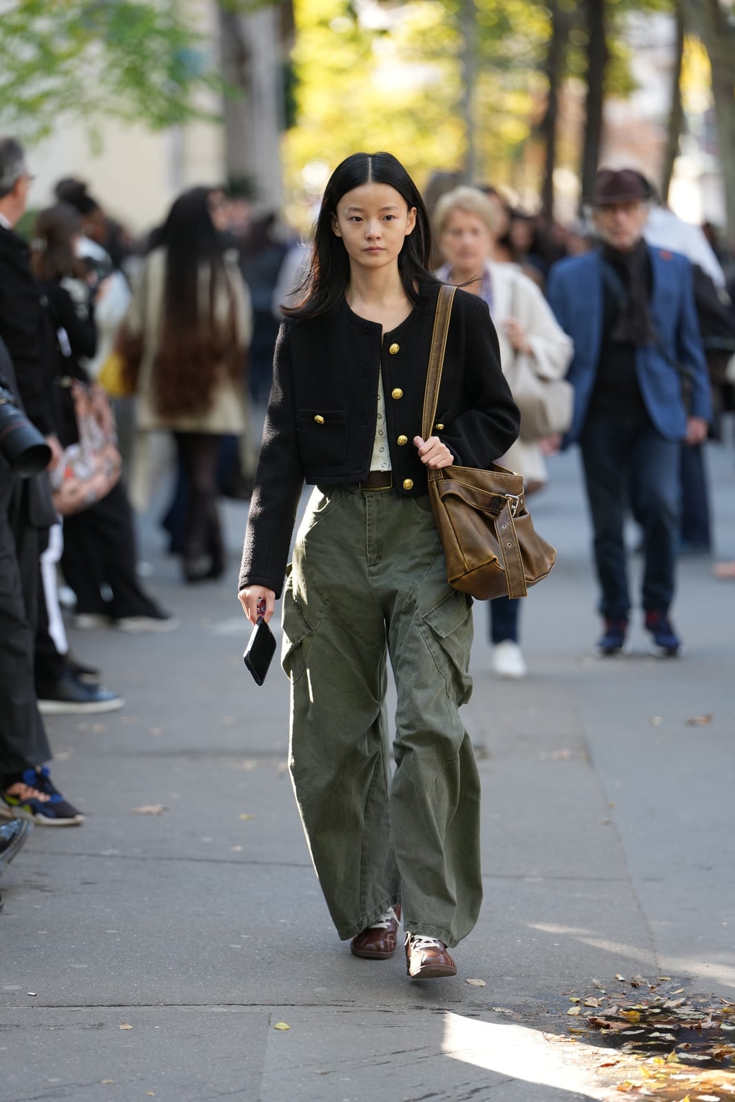 Baggy Olive Green Cargo Pants with a Knit Top — Chic Green Cargo Pants Outfit