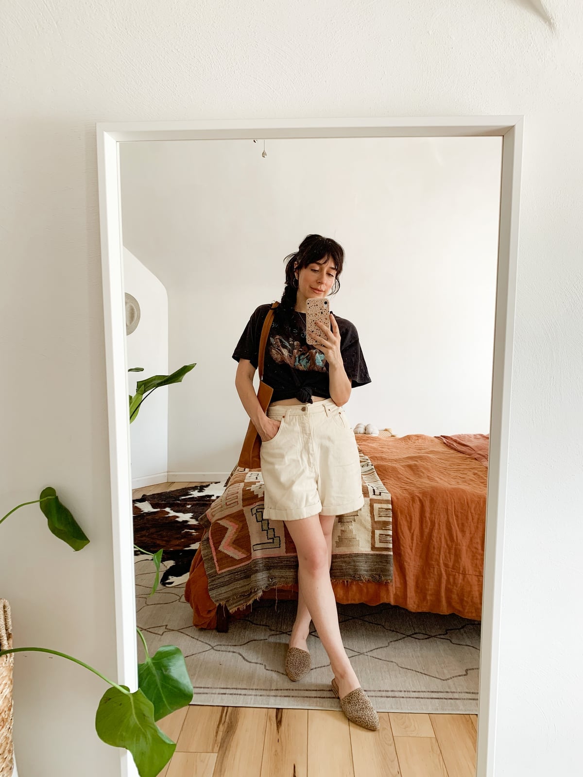 Graphic T-Shirt with Denim Shorts and Mules Graphic T-Shirt with Denim Shorts and Mules — Chic Style Inspo