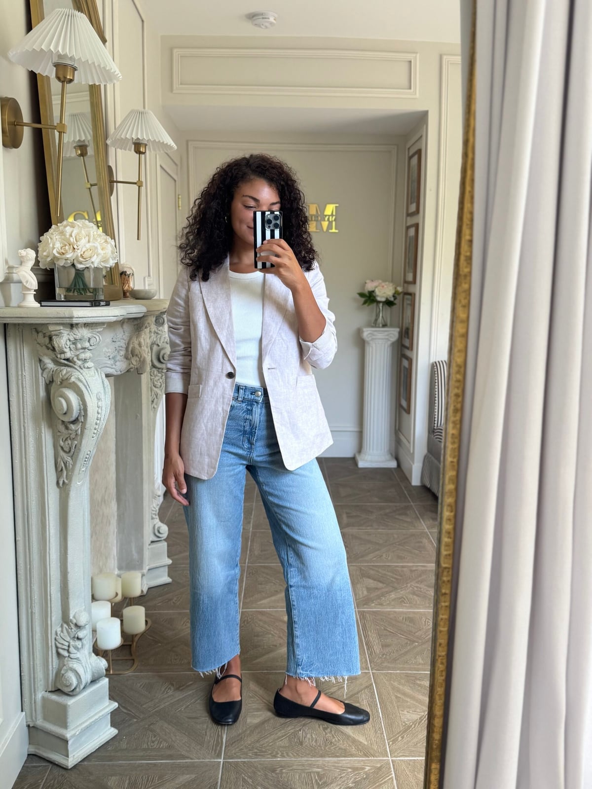 Pink Linen Blazer with Wide-Leg Jeans Pink Linen Blazer with Wide-Leg Jeans — Chic Style Inspo