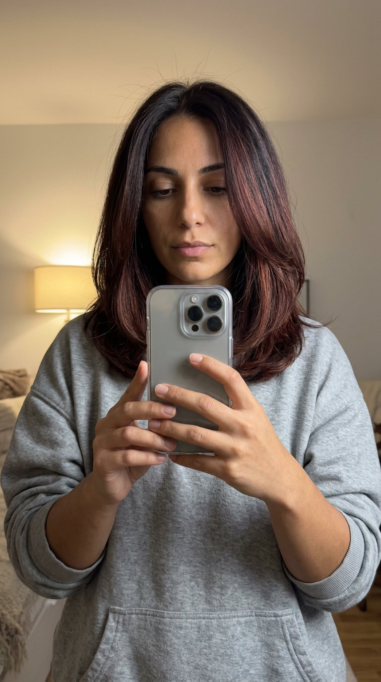 Chocolate Cherry Air Touch Balayage 2026 long layered chocolate cherry balayage with rich cherry & espresso root, air touch technique — luxurious modern look