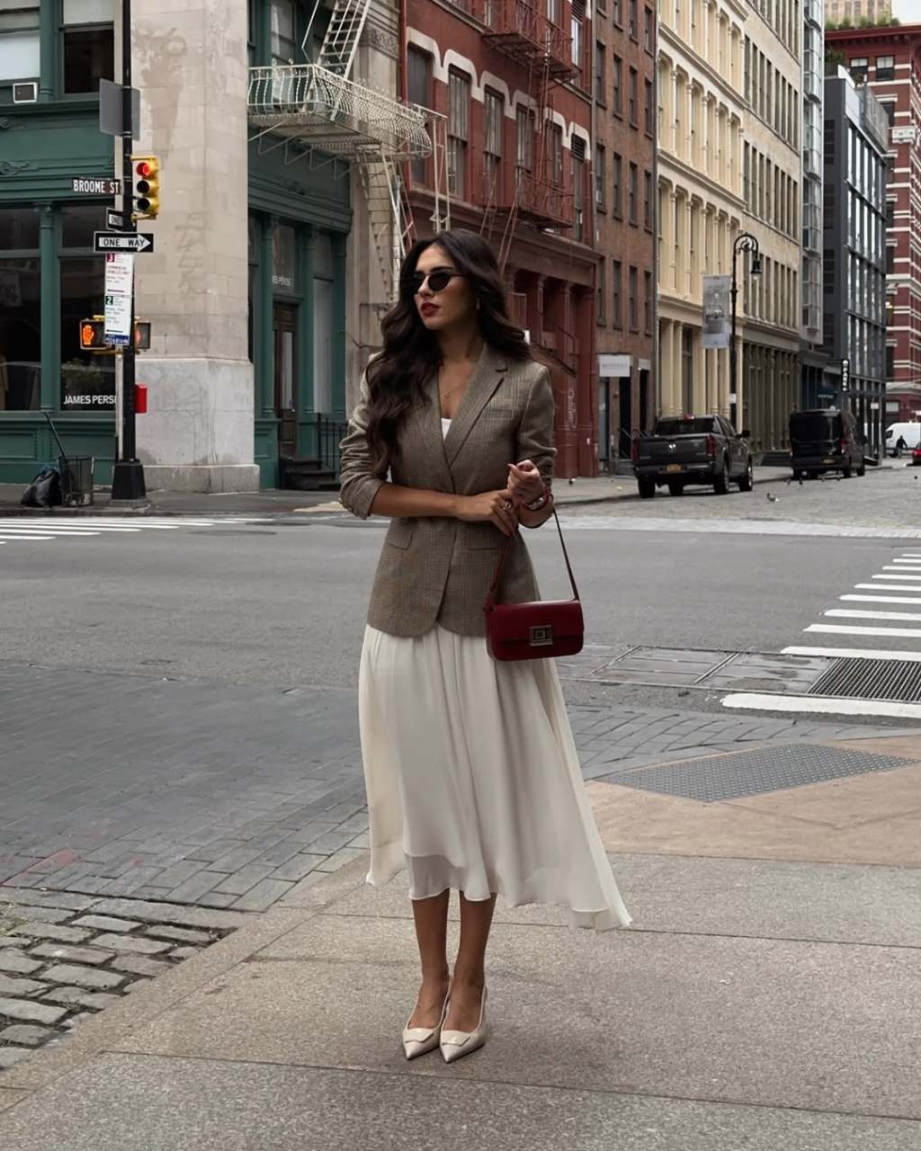 Tweed Blazer Over A Chiffon Dress Tweed Blazer Over A Chiffon Dress — Classy 2000s Outfits
