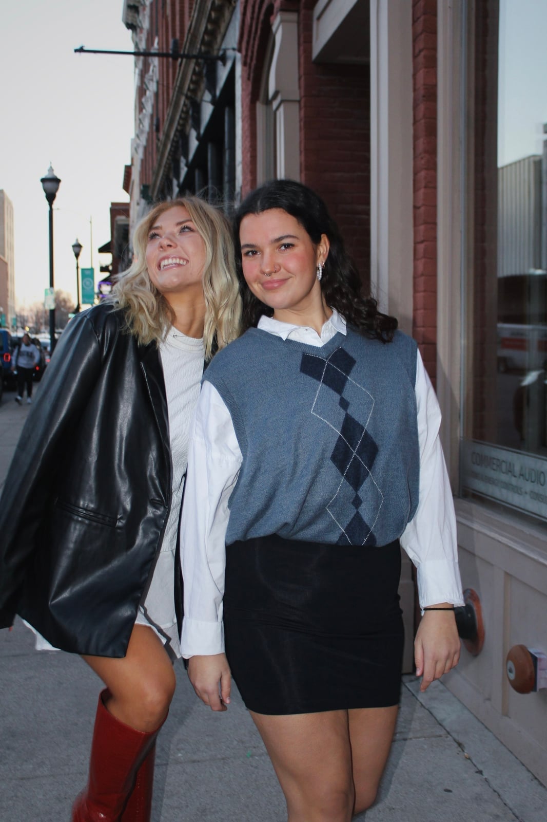 Leather Jacket With Short Skirt And Red Boots Leather Jacket With Short Skirt And Red Boots — Classy 2000s Outfits
