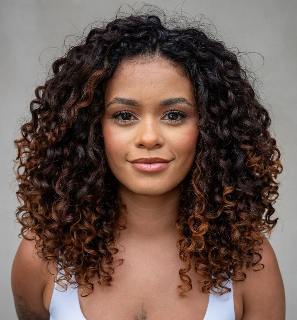 Shoulder Length Dark Brown With Caramel Highlights — Classy 3c Hairstyles