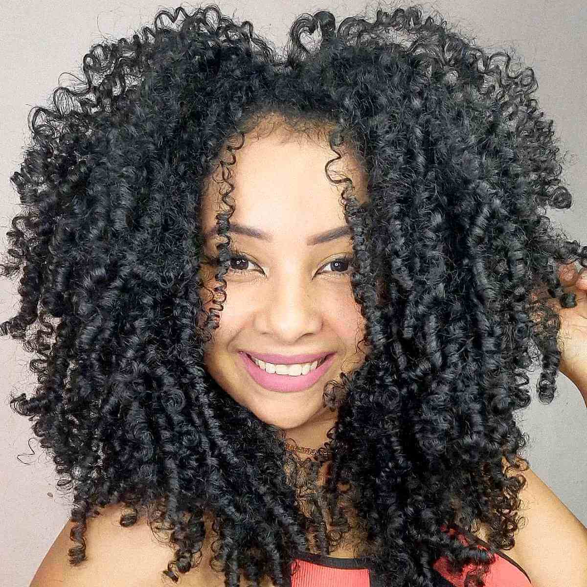 Shoulder Length Black Curly Hair With Loose Curls — Classy 3c Hairstyles