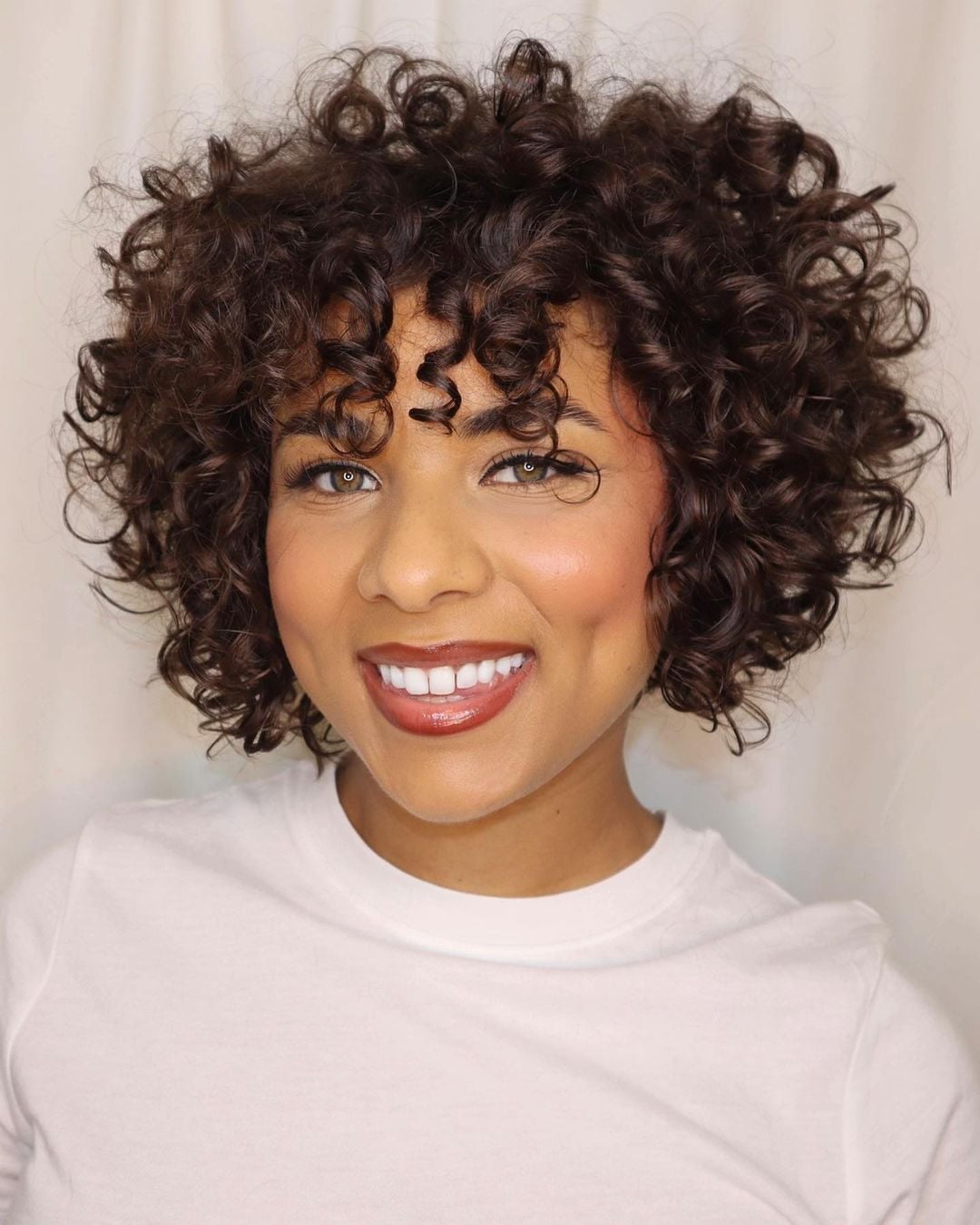 Short Dark Brown Curly Bob To The Ear — Classy 3c Hairstyles