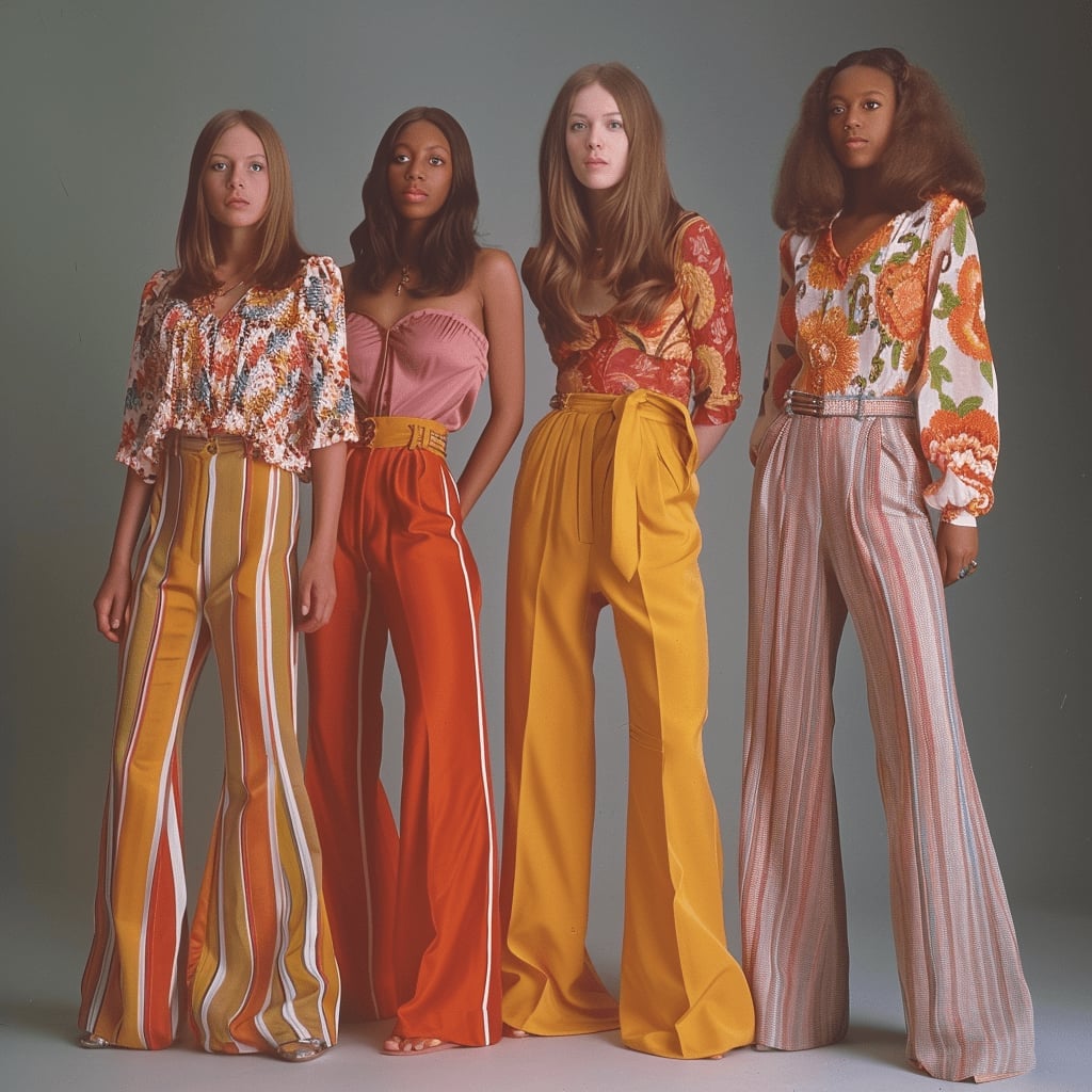 Bold Striped Wide-Leg Trousers Bold Striped Wide-Leg Trousers — Classy 70s Outfits