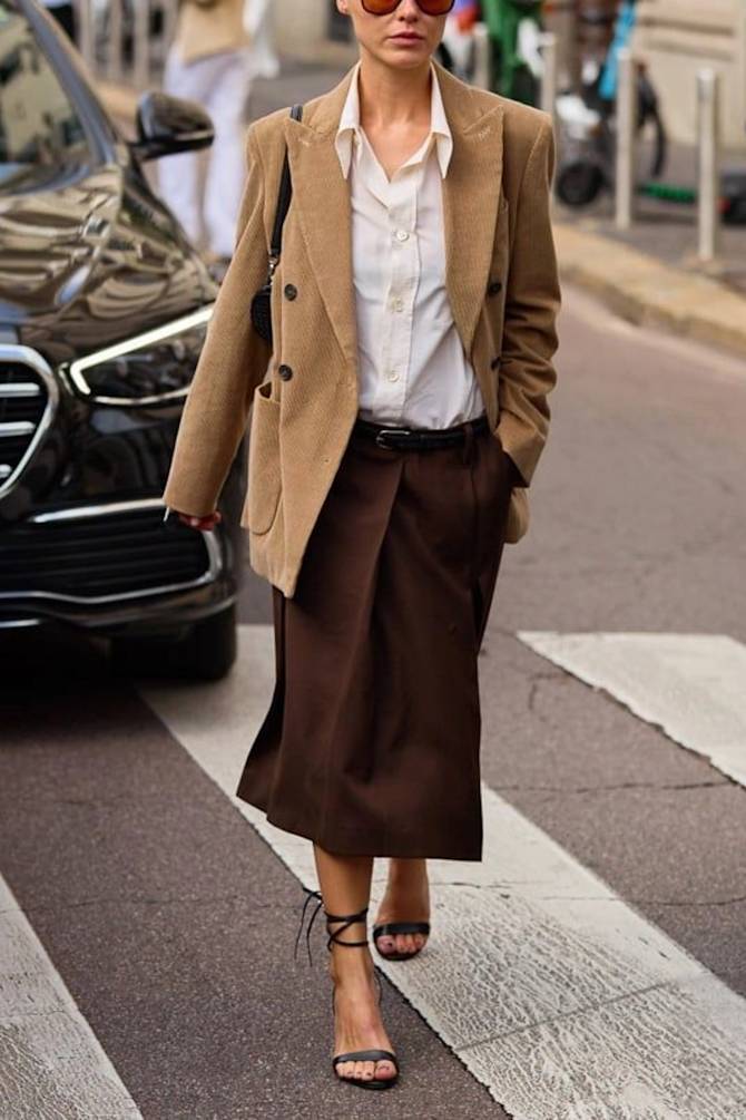Corduroy Blazer and Wrap Skirt Ensemble Corduroy Blazer and Wrap Skirt Ensemble — Classy 70s Outfits