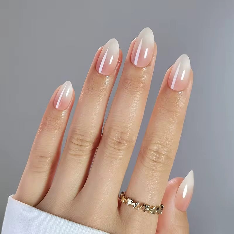 Soft Pink Ombré French Medium Almond Soft Pink Ombré French Medium Almond — Classy Acrylic Nails