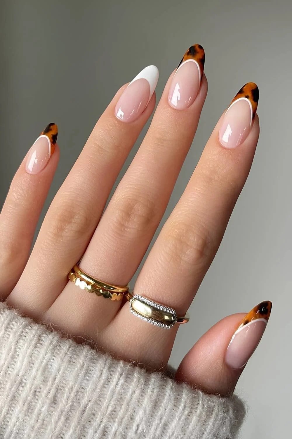 Tortoiseshell French Long Almond Nails Tortoiseshell French Long Almond Nails — Classy Acrylic Nails