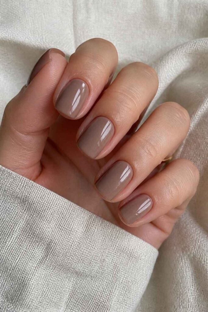 Sophisticated Taupe Brown Short Square Nails Sophisticated Taupe Brown Short Square Nails — Classy Acrylic Nails