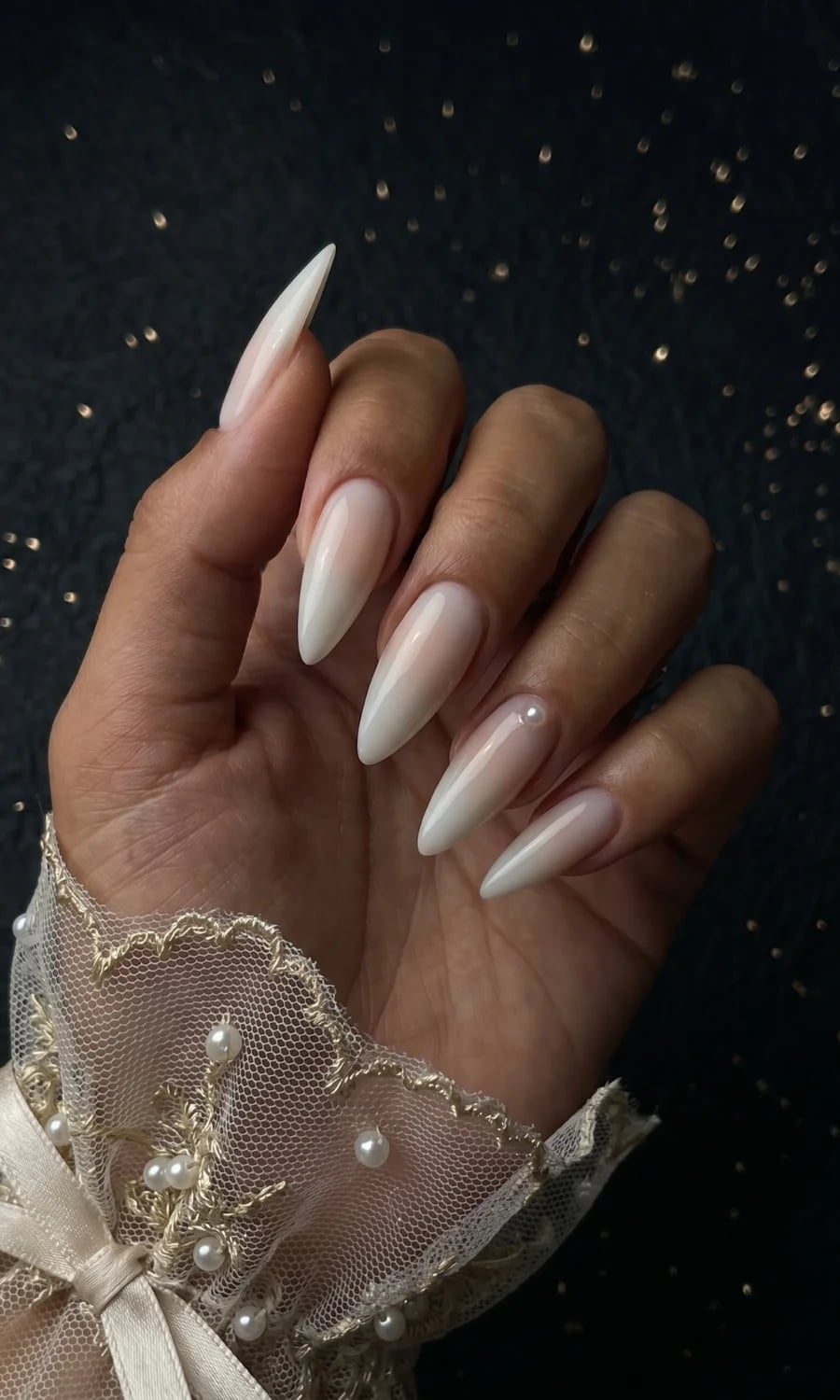 Pearl Accent Long Stiletto Gradient Nails Pearl Accent Long Stiletto Gradient Nails — Classy Acrylic Nails