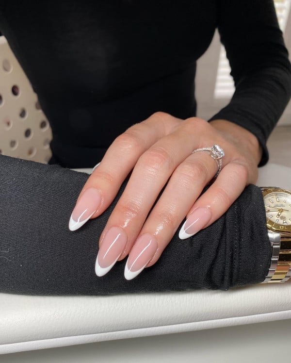 Classic French Manicure Short Almond Nails Classic French Manicure Short Almond Nails — Classy Acrylic Nails