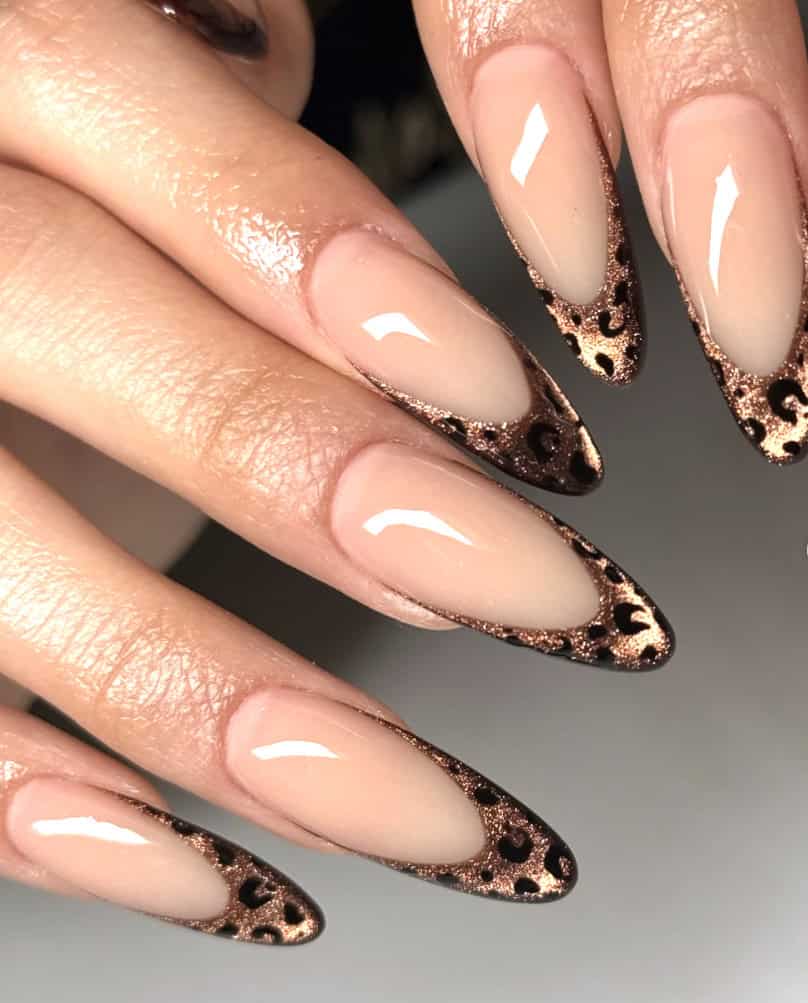 Sophisticated Leopard Print French Tip Stiletto Nails — Classy Animal Print Nails