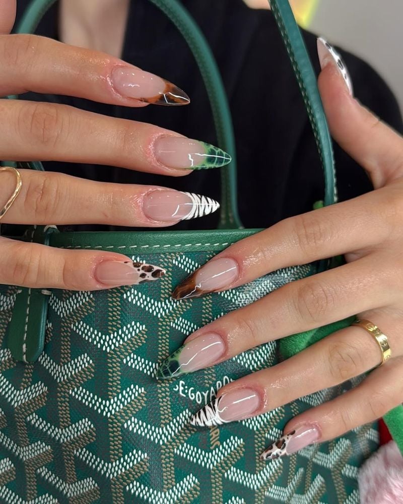 Animal Print and Geometric Long Stiletto Nails — Classy Animal Print Nails