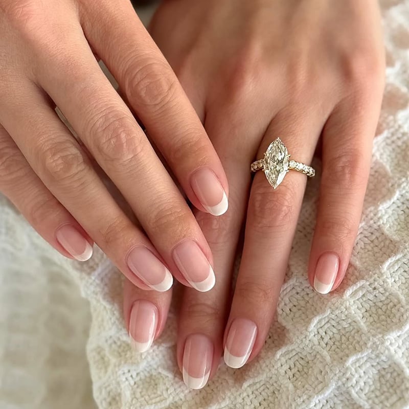 Classic French Short Almond Nails Classic French Short Almond Nails — Classy Anniversary Nails