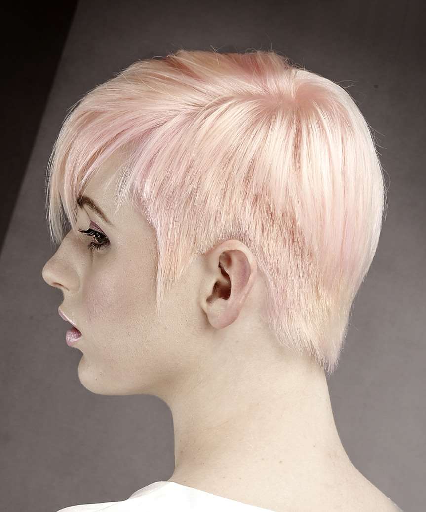 Pastel Pink Pixie With Smooth Finish Pastel Pink Pixie With Smooth Finish — Classy Asymmetrical Pixie