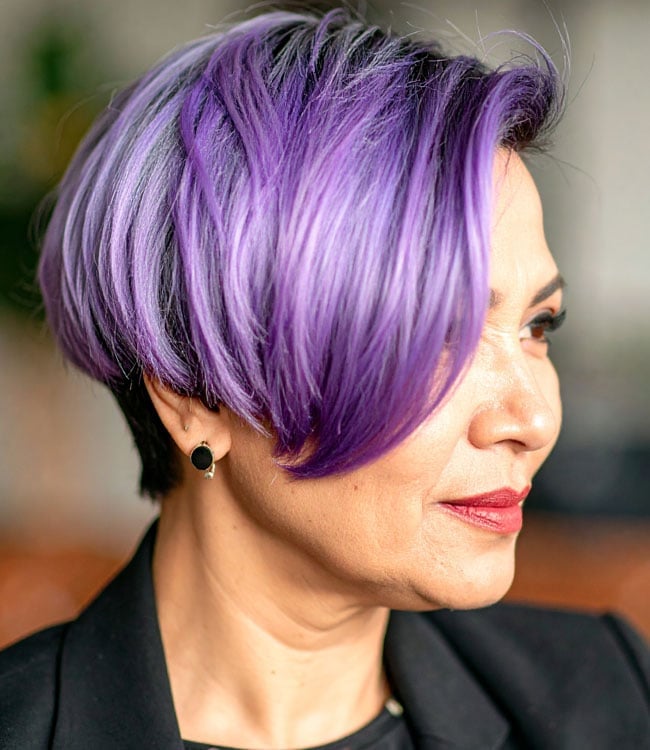 Vibrant Purple Asymmetrical Pixie Bob Vibrant Purple Asymmetrical Pixie Bob — Classy Asymmetrical Pixie