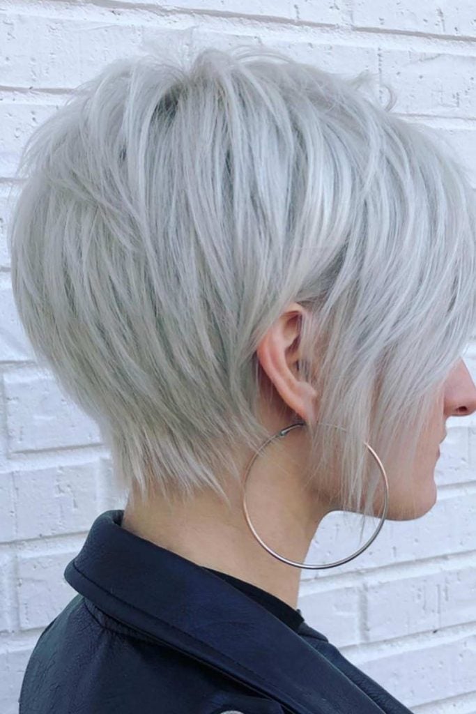 Ash Blonde Pixie With Layered Sides Ash Blonde Pixie With Layered Sides — Classy Asymmetrical Pixie