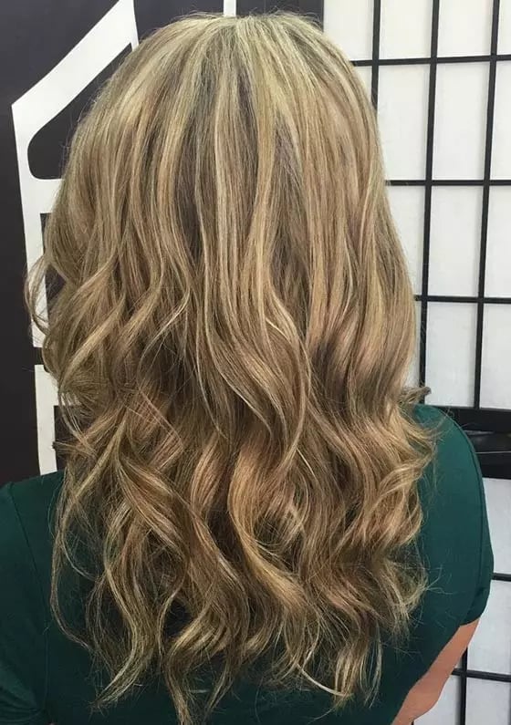 Light Brown Hair with Blonde Highlights and Green Knit Top Light Brown Hair with Blonde Highlights and Green Knit Top — Classy Babylights