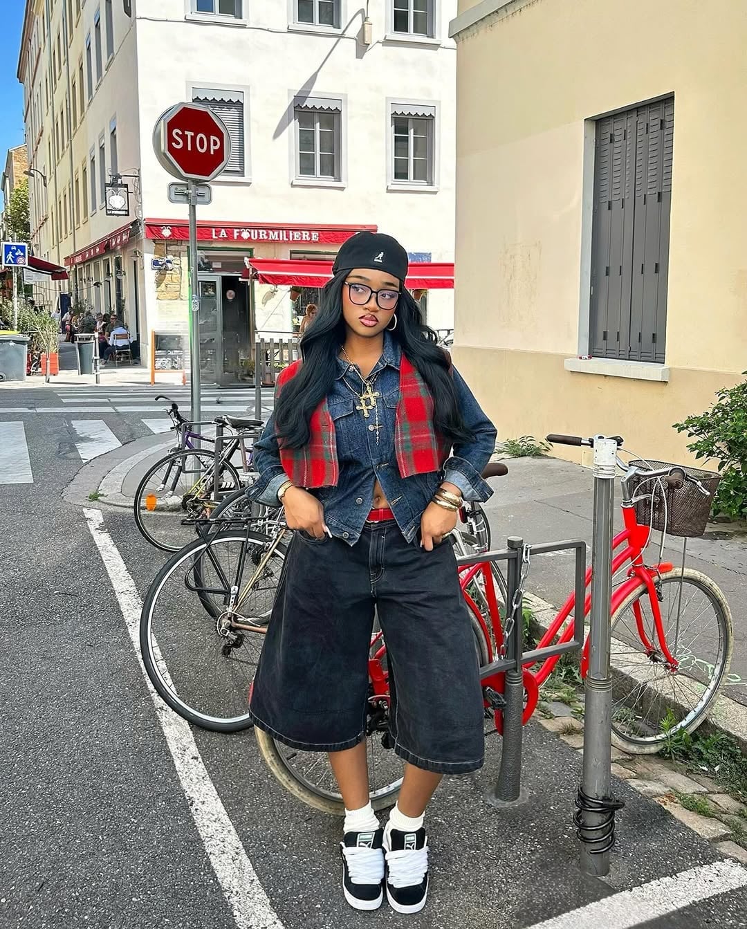 Denim Jacket and Plaid Vest with Wide-Leg, Office-Safe Version Denim Jacket and Plaid Vest with Wide-Leg, Office-Safe Version — Classy Baddie Outfits