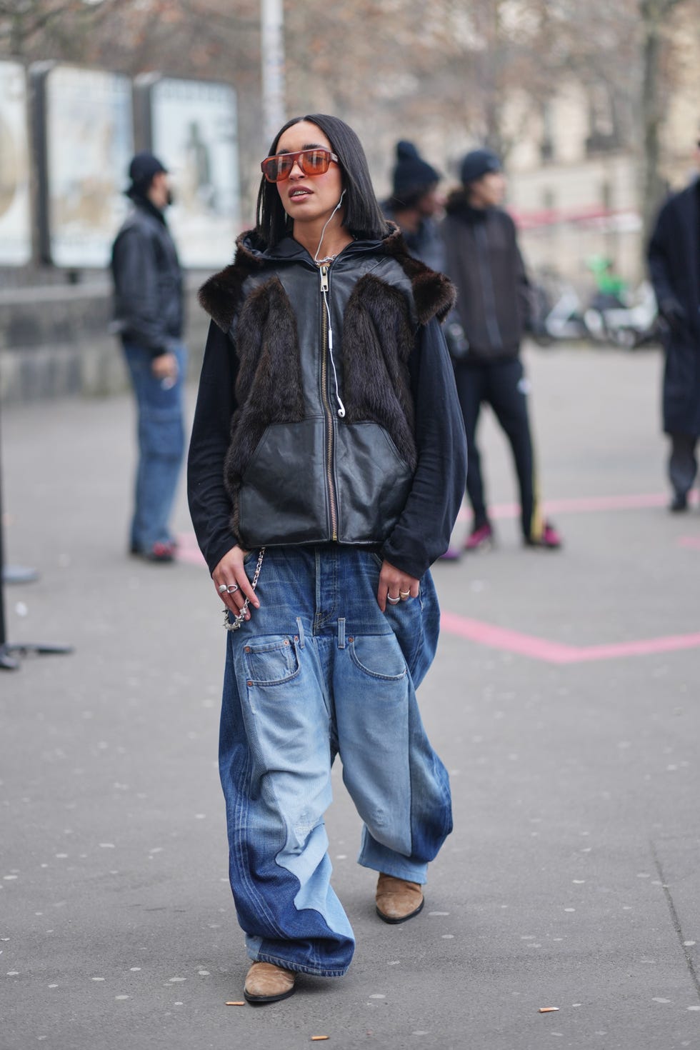 Extremely Oversized Patchwork Jeans with Layered Jackets — Classy Baggy Outfits