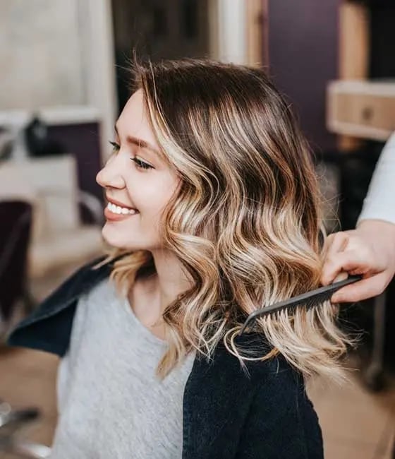 Collarbone Brunette With Subtle Blonde Balayage, Wavy — Classy Balayage Hair