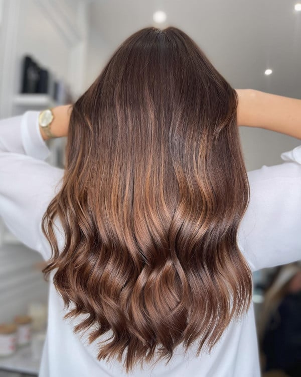 Mid-Back Chestnut With Lighter Brown Balayage — Classy Balayage Hair