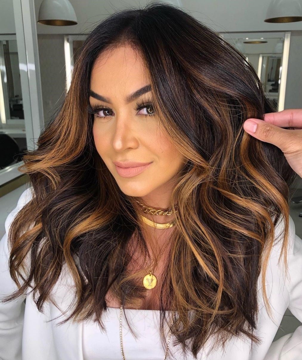 Dark Brown With Caramel And Honey Balayage — Classy Balayage Hair
