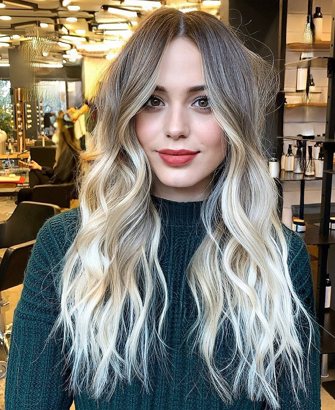 Mid-Back Ash Blonde Balayage With Darker Roots — Classy Balayage Hair Blonde
