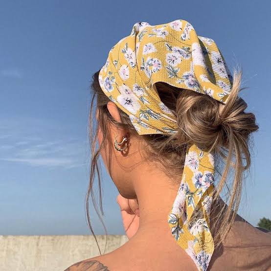 Blonde Messy Bun With Floral Bandana — Classy Bandana Hair