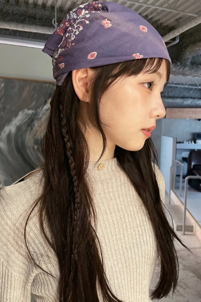 Mid-Back Braids With Purple Floral Bandana — Classy Bandana Hair