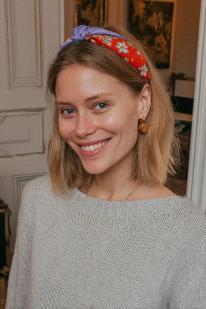Chin Length Blonde Bob With Colorful Headband — Classy Bandana Hair