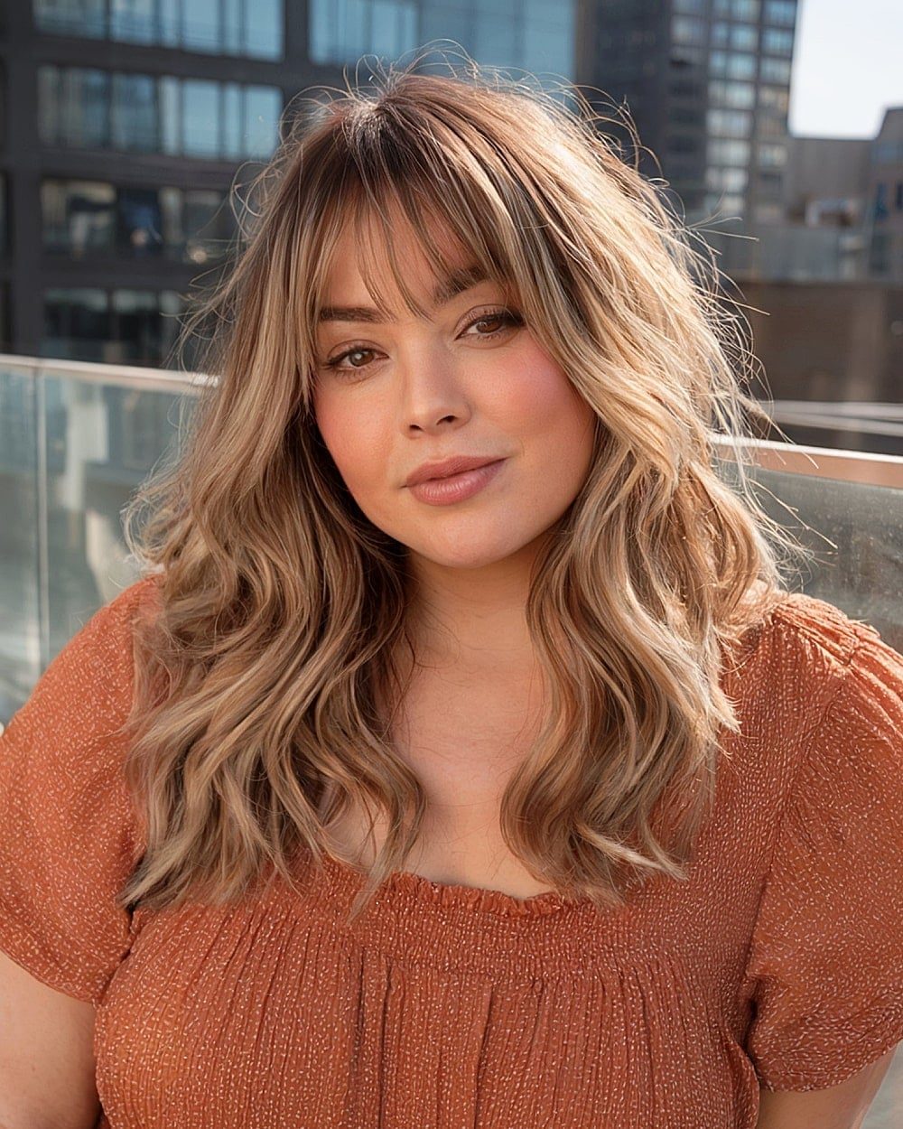 Collarbone Layers With Side Swept Wispy Bangs Collarbone Layers With Side Swept Wispy Bangs — Classy Bangs for Round Face