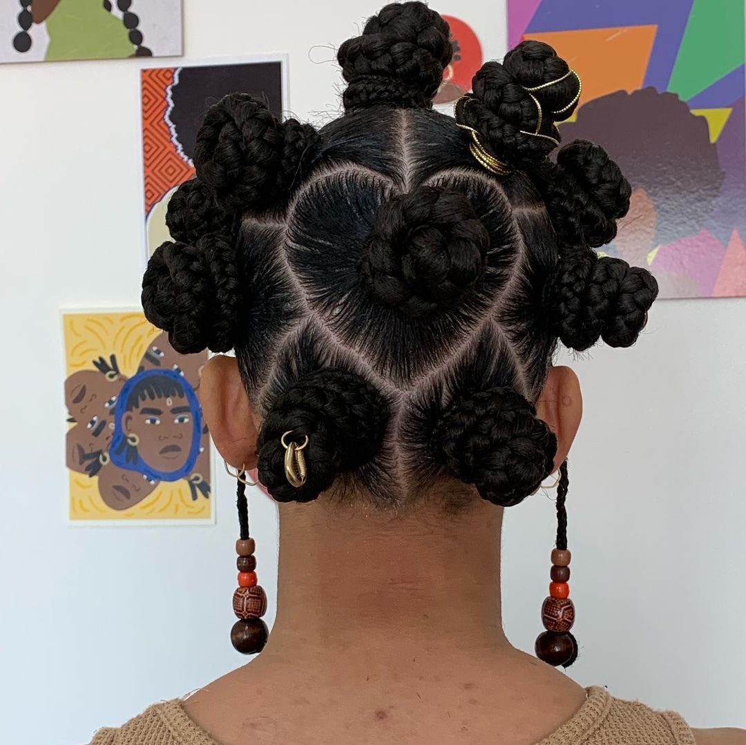 Heart Shaped Bantu Knots Back View — Classy Bantu Knots Hairstyles