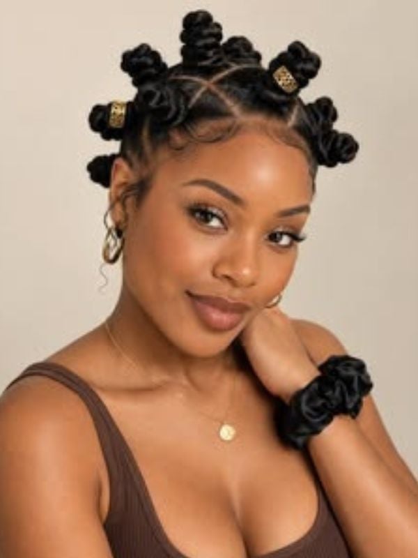 Uniform Bantu Knots Gold Rings — Classy Bantu Knots Hairstyles