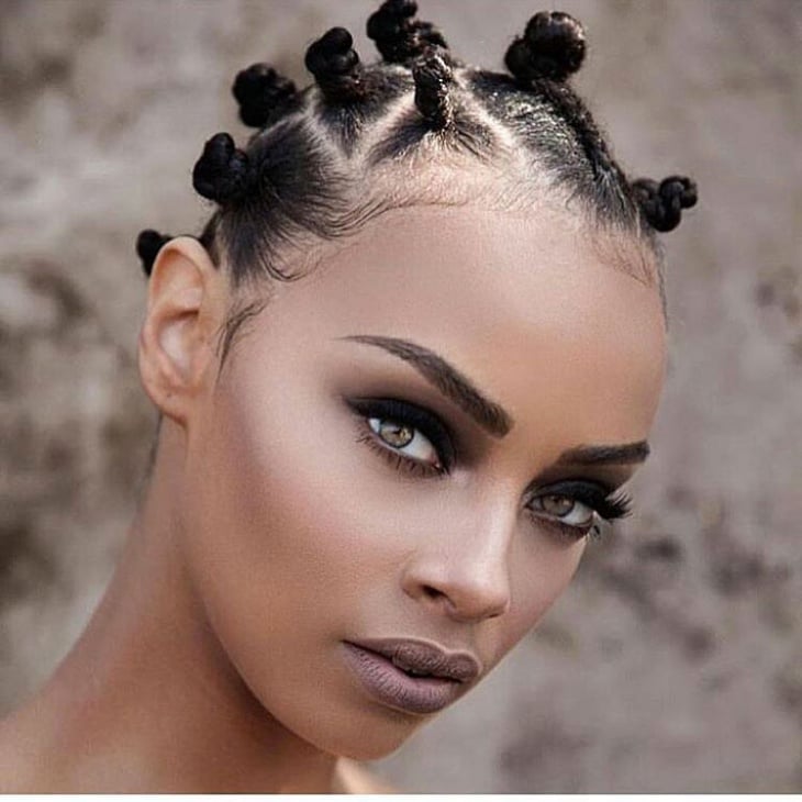 Neatly Styled Bantu Knots Dark Hair — Classy Bantu Knots Hairstyles