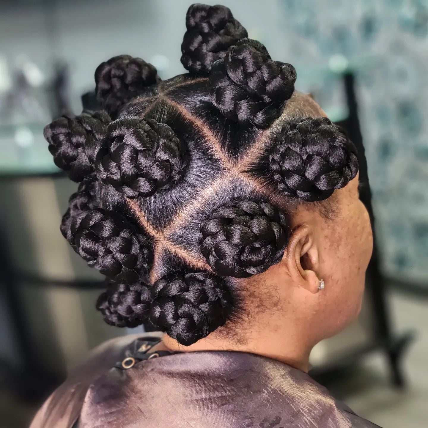 Geometric Parting Bantu Knots Back — Classy Bantu Knots Hairstyles