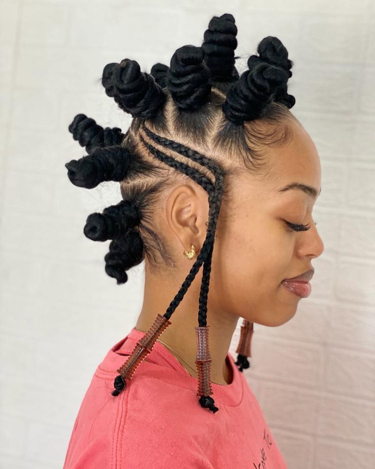 Bantu Knots Braided Sections Beads — Classy Bantu Knots Hairstyles