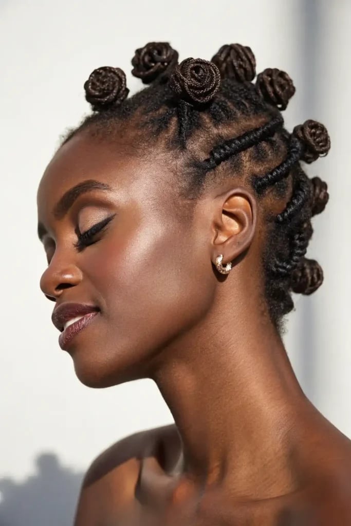 Elegant Rose-Like Bantu Knots — Classy Bantu Knots Hairstyles