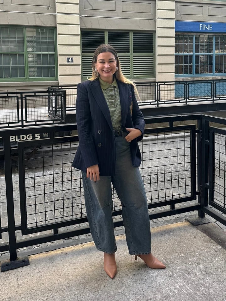 Grey Barrel Jeans With Striped Polo And Pinstripe Blazer Grey Barrel Jeans With Striped Polo And Pinstripe Blazer — Classy Barrel Jeans Outfits