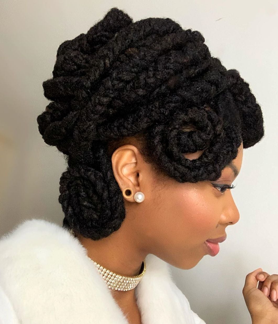 Elegant Chin Length Black Locs Updo Elegant Chin Length Black Locs Updo — Classy Barrel Locs