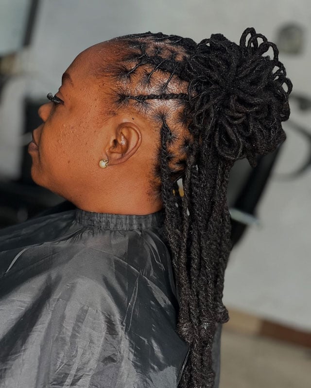 Shoulder Length Locs Barrel Shape Updo Shoulder Length Locs Barrel Shape Updo — Classy Barrel Locs