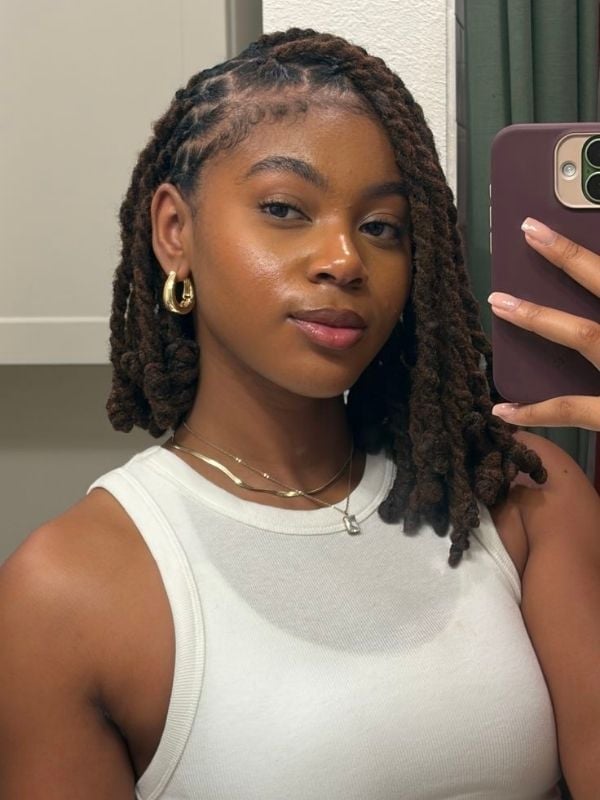 Collarbone Locs With Caramel Highlights Collarbone Locs With Caramel Highlights — Classy Barrel Locs
