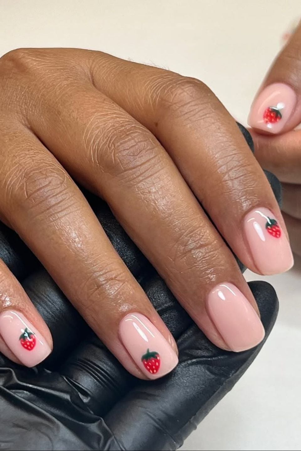 Strawberry Art Short Soft Square Nails — Classy Basic Nails